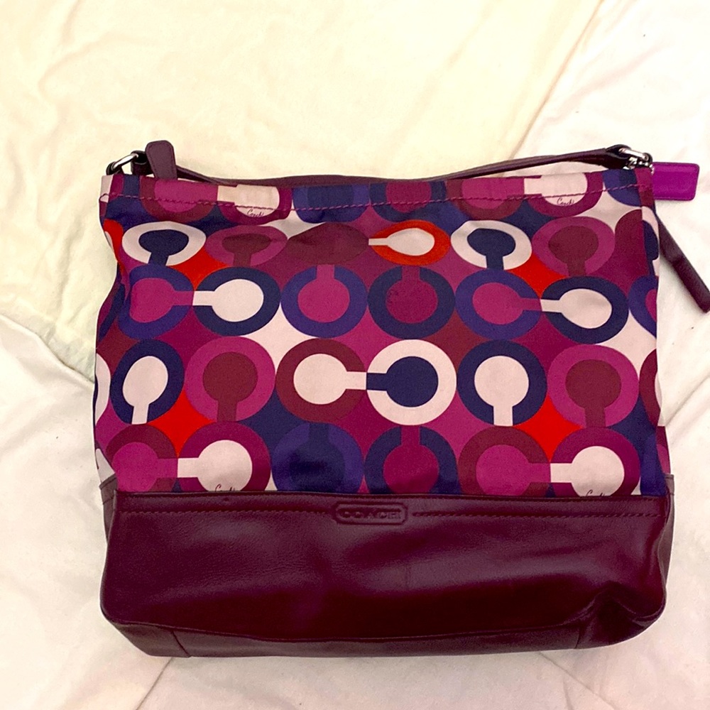 Coach Satin and Leather Maroon Bag Almost Vintage